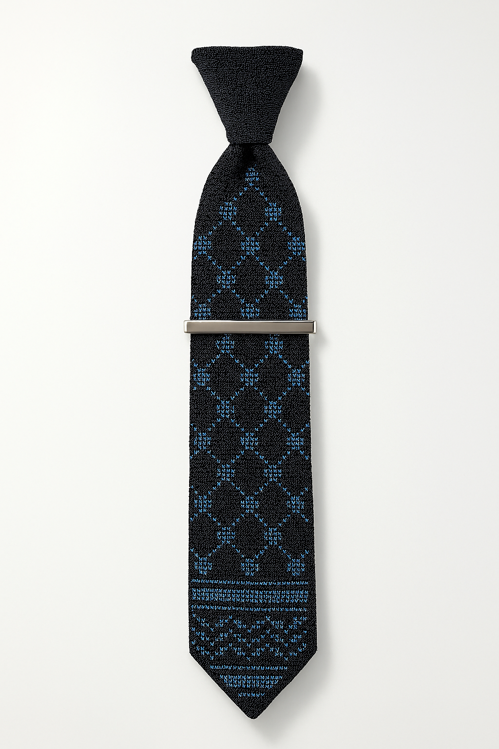 Blue Kufiyah tatreez tie, handmade by Gazan artisans