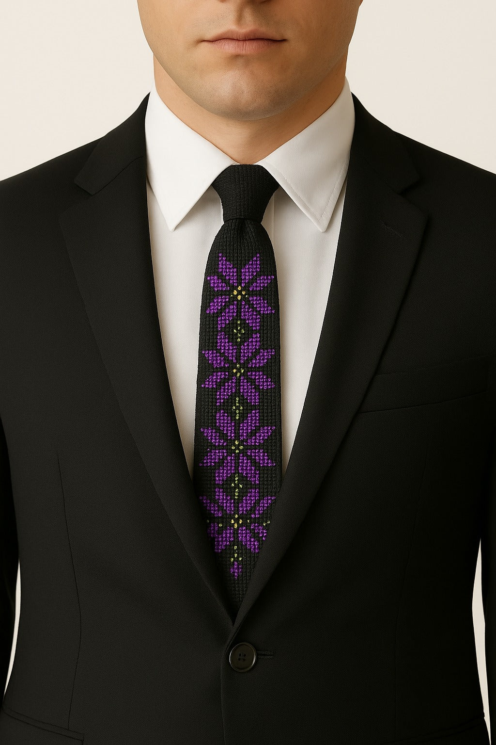 Nejmeh Al-Banafsajiyeh Tatreez Tie
