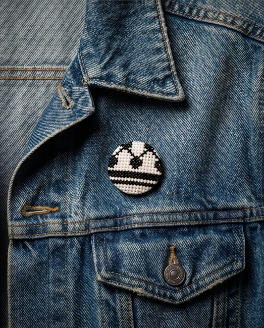Black Kufiyah Tatreez Button