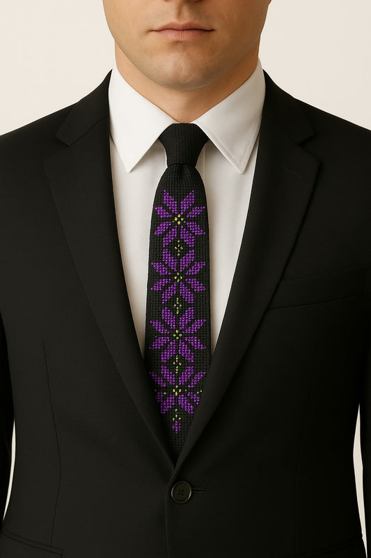 Nejmeh Al-Banafsajiyeh Tatreez Tie