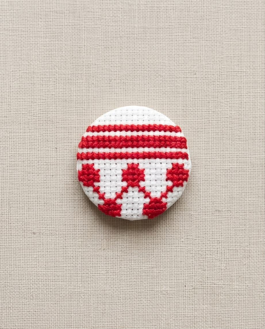 Red Kufiyah Tatreez Button