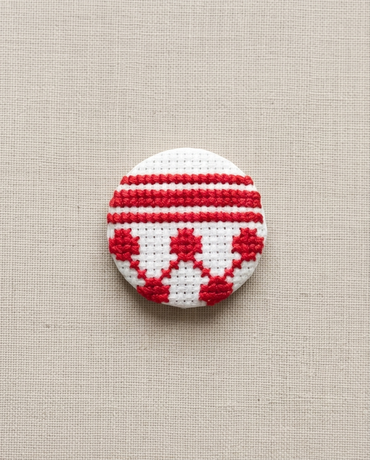 Red Kufiyah Tatreez Button