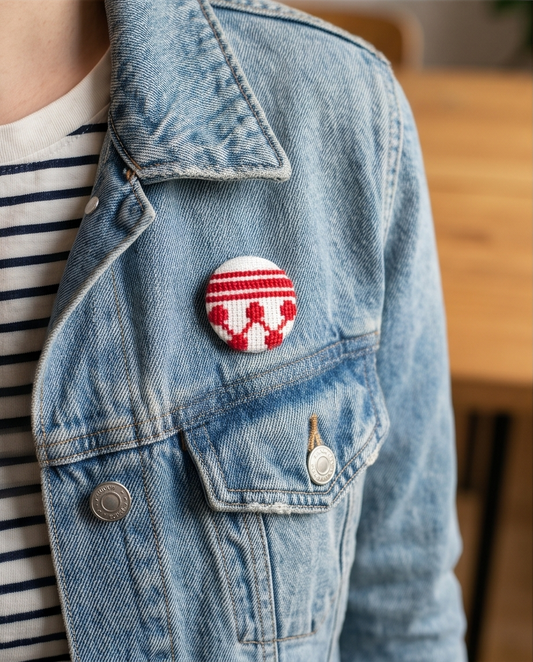 Red Kufiyah Tatreez Button