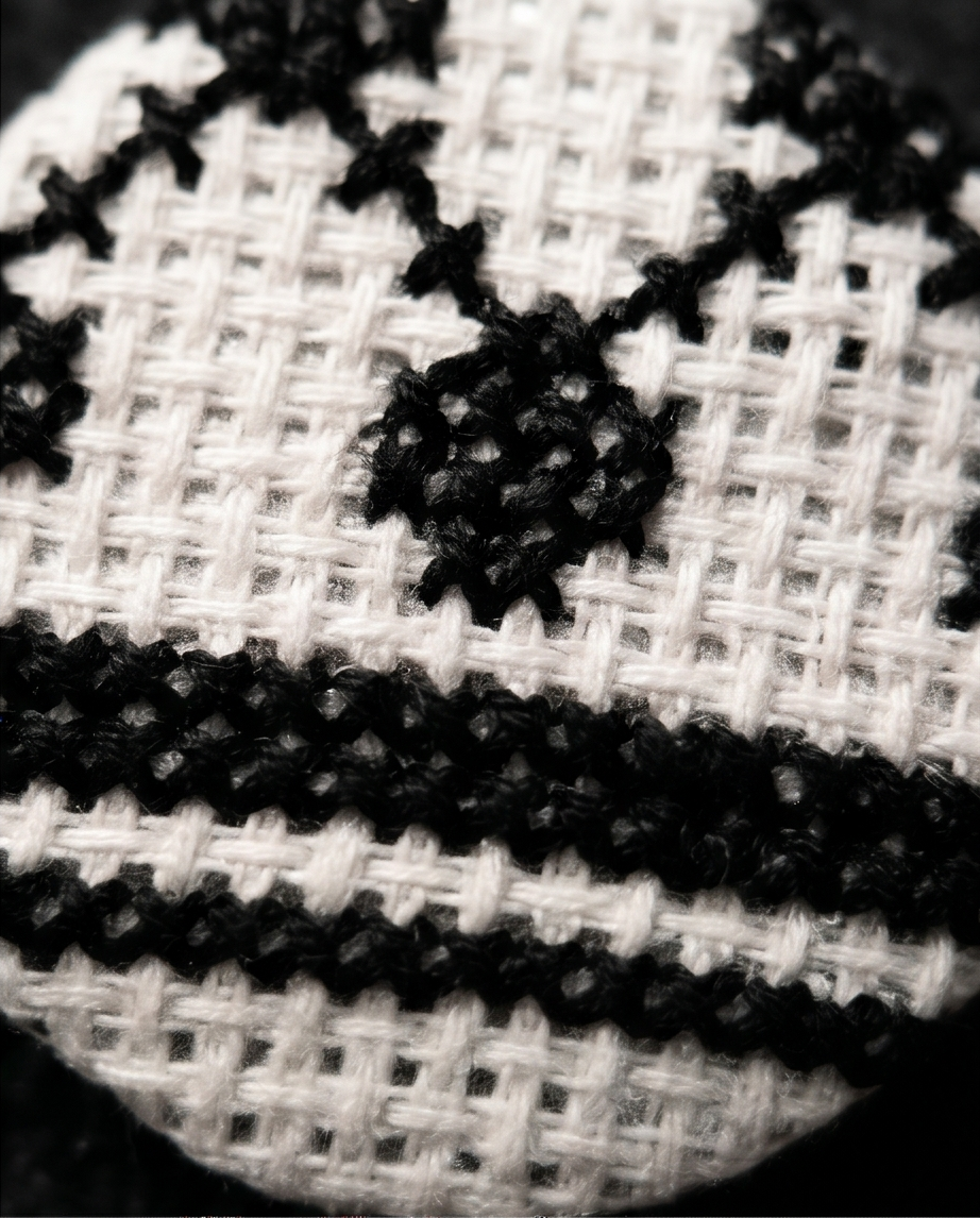 Black Kufiyah Tatreez Button